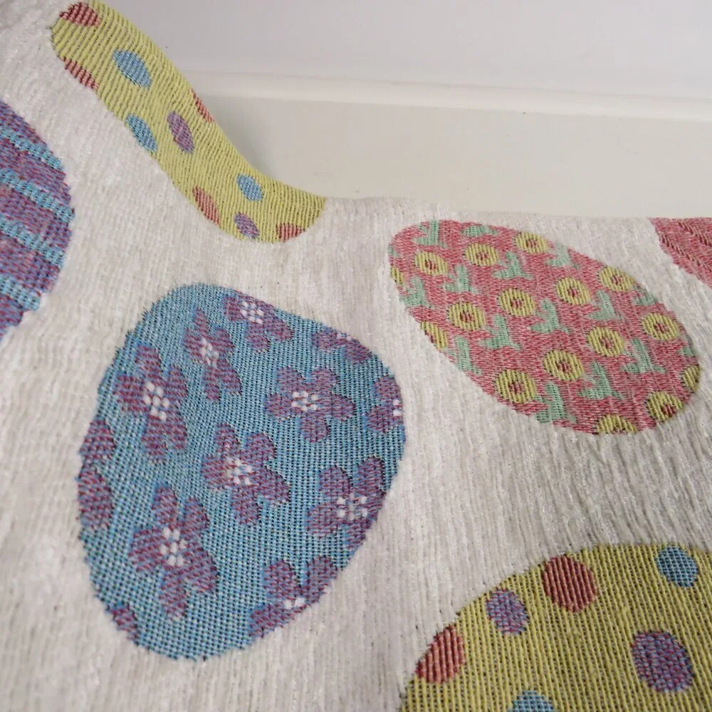 Easter Spring White with Eggs 13x72 in 6 ft Table Runner